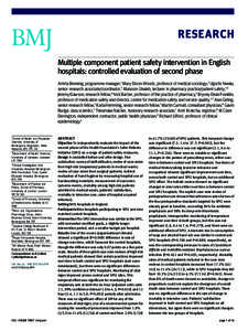 RESEARCH Multiple component patient safety intervention in English hospitals: controlled evaluation of second phase Amirta Benning, programme manager,1 Mary Dixon-Woods, professor of medical sociology,2 Ugochi Nwulu, sen