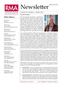RMA Newsletter  ISSNVolume XV, Number 2 October 2011