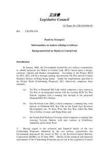 立法會 Legislative Council LC Paper No. CB[removed]Ref : CB1/PS[removed]Panel on Transport