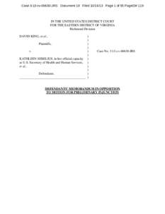 Case 3:13-cv[removed]JRS Document 18 Filed[removed]Page 1 of 55 PageID# 119  IN THE UNITED STATES DISTRICT COURT FOR THE EASTERN DISTRICT OF VIRGINIA Richmond Division DAVID KING, et al.,