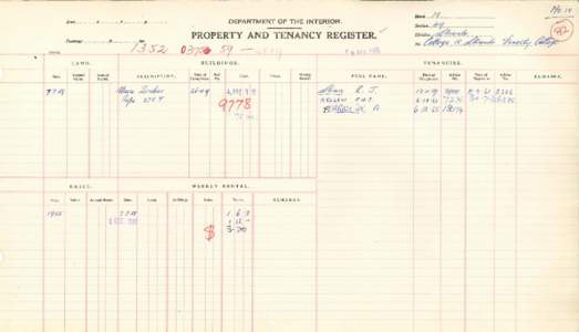 Department of the Interior Property and Tenancy Ledger