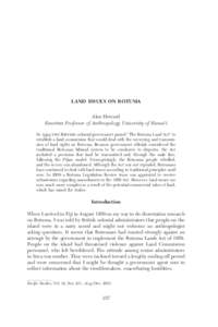 LAND ISSUES ON ROTUMA Alan Howard Emeritus Professor of Anthropology University of Hawai‘i In 1959 the British colonial government passed “The Rotuma Land Act” to establish a land commission that would deal with th