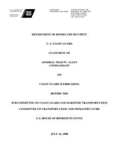 USCG Statement - November 3, 1999 Hearing on Search and Rescue