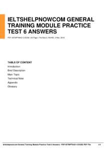 IELTSHELPNOWCOM GENERAL TRAINING MODULE PRACTICE TEST 6 ANSWERS PDF-IGTMPT6A21-COUS3 | 63 Page | File Size 2,739 KB | 3 Mar, 2016  TABLE OF CONTENT