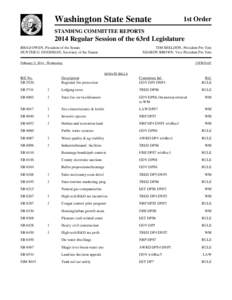 Washington State Senate  1st Order STANDING COMMITTEE REPORTS