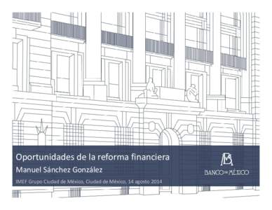 Oportunidades de la reforma financiera Manuel Sánchez González IMEF Grupo Ciudad de México, Ciudad de México, 14 agosto 2014 Contenido