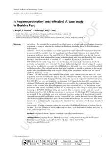 Tropical Medicine and International Health  Is hygiene promotion cost-effective? A case study in Burkina Faso  OO
