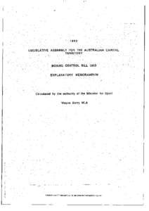 1993 LEGISLATIVE ASSEMBLY FOR THE AUSTRALIAN CAPITAL TERRITORY BOXING CONTROL BILL[removed]EXPLANATORY
