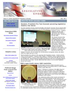 Issue 17, State Legislature, Congress in Recess[removed]BBA Agendas: State Agenda Federal Agenda