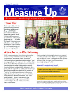 Volume 17, Issue[removed]Measure Up SPRING[removed]Assessment news for high school teachers