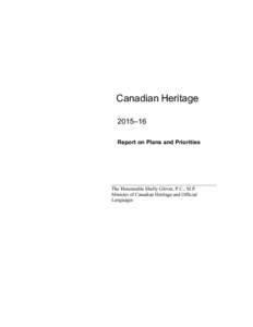 Canadian HeritageReport on Plans and Priorities