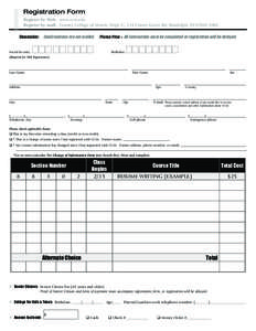 Registration Form Register by Web: www.ccm.edu Register by mail: County College of Morris, Dept. C, 214 Center Grove Rd, Randolph, NJ[removed]Remember: Confirmations are not mailed. Social Security