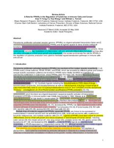 Review Article A Role for PPARγ in the Regulation of Cytokines in Immune Cells and Cancer Xiao Yi Yang,1 Li Hua Wang,1 and William L. Farrar2 1Basic Research Program, SAIC-Frederick, National Cancer Institute-Frederick,