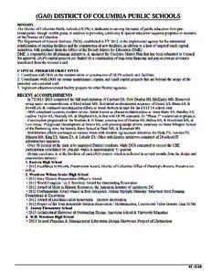 (GA0) DISTRICT OF COLUMBIA PUBLIC SCHOOLSGA0 Elements on this page of the Agency Summary include: Funding Tables: Past budget allotments show the allotment balance, calculated as allotments received to date less 