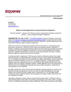 Equifax / Credit / Electronic signature / The Work Number / Talx / Electronic Signatures in Global and National Commerce Act / Digital signature / Credit bureau / Equifax Canada / Cryptography / Financial economics / Credit rating agencies