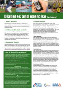 www.accu-chek.com.au  Diabetes and exercise fact sheet » What is diabetes?  » Types of diabetes