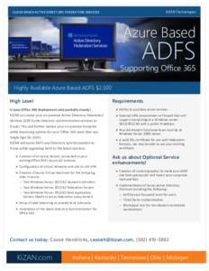 July 2014 KiZAN Technologies CLOUD BASED ACTIVE DIRECTORY FEDERATION SERVICES  Azure Based