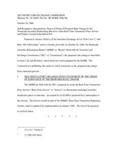 Notice of Filing of Proposed Rule Change to Create the Real-Time Transaction Price Service and Propose an Annual Subscription Fee; Rel. No[removed]; SR-MSRB[removed]