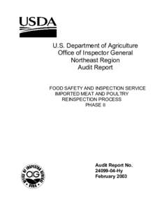 U.S. Department of Agriculture Office of Inspector General Northeast Region Audit Report FOOD SAFETY AND INSPECTION SERVICE IMPORTED MEAT AND POULTRY