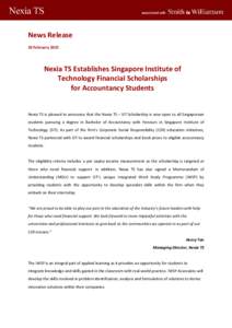Microsoft Word - Singapore Institute of Technology Nexia TS Scholarship News Release_v3