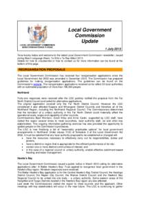 Local Government Commission Update LOCAL GOVERNMENT COMMISSION MANA KĀWANATANGA Ā ROHE