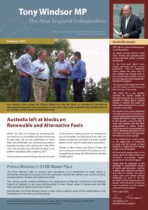 Tony Windsor MP The New England Independent Oﬃcial Newsletter of the Independent Federal Member for New England Tony Windsor MP  February 2007