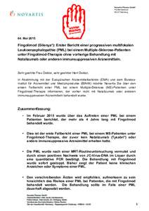 Rote-Hand-Brief zu Gilenya® (Fingolimod)