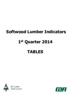 Softwood Lumber Indicators 1st Quarter 2014 TABLES BC Lumber Trade Council