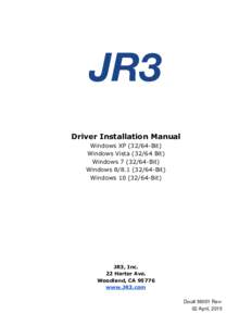    JR3 Driver Installation Manual Windows XPBit) Windows VistaBit)