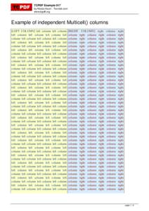 TCPDF Example 017 by Nicola Asuni - Tecnick.com www.tcpdf.org Example of independent Multicell() columns [LEFT COLUMN] left column left column