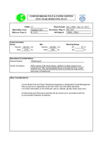 CORNER BROOK PULP & PAPER LIMITED FIVE YEAR OPERATING PLAN FMD: 15 Operating Area: Georges Lake