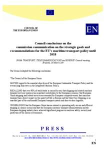 EN  COUCIL OF THE EUROPEA UIO  Council conclusions on the