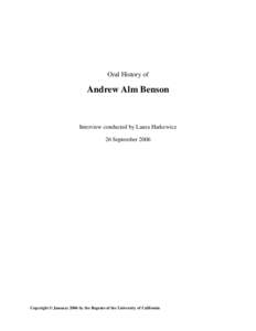 Microsoft Word - Andrew Benson Oral History.doc