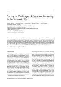 1  Undefined–0 IOS Press  Survey on Challenges of Question Answering