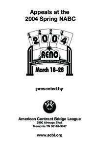 Appeals at the 2004 Spring NABC presented by  American Contract Bridge League