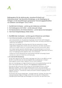 Stellungnahme für den RA des DBT zur Beteiligung von Verlegern an den Ausschüttungen gemeinsamer Verwertungsgesellschaften von Urhebern und Verlegern Henry_Steinhau.pages