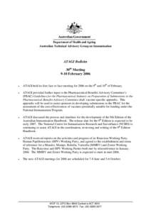 Australian Technical Advisory Group on Immunisation  ATAGI Bulletin 30th Meeting 9-10 February 2006 P