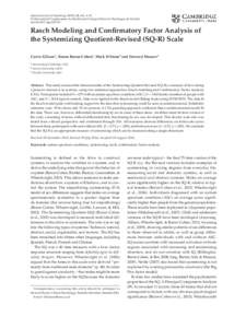 Spanish Journal of Psychology (2015), 18, e16, 1–11. © Universidad Complutense de Madrid and Colegio Oficial de Psicólogos de Madrid doi:sjpRasch Modeling and Confirmatory Factor Analysis of the Syst