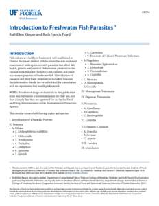 CIR716  Introduction to Freshwater Fish Parasites 1 RuthEllen Klinger and Ruth Francis Floyd2  Introduction