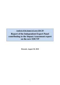 Analysis of the impact of a new EDCTP  Report of the Independent Expert Panel contributing to the Impact Assessment report on the new EDCTP