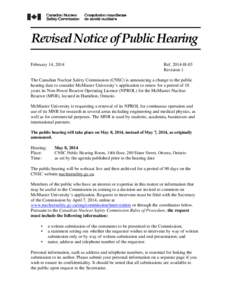 Revised Notice of Public Hearing February 14, 2014 Ref[removed]H-03 Revision 1