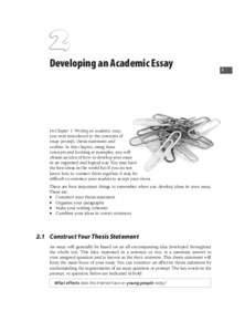 2 Developing an Academic Essay 9 Developing an Academic Essay