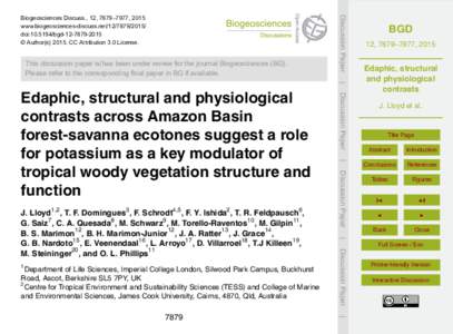 Discussion Paper  Biogeosciences Discuss., 12, 7879–7977, 2015 www.biogeosciences-discuss.netdoi:bgd © Author(sCC Attribution 3.0 License.