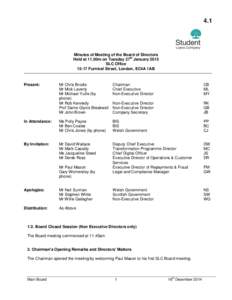 4.1  Minutes of Meeting of the Board of Directors Held at 11.00m on Tuesday 27th January 2015 SLC OfficeFurnival Street, London, EC4A 1AB