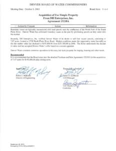 Board agenda item (Oct. 9, 2013): Acquisition of Fee Simple Property