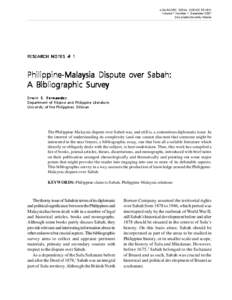 PHILIPPINE-MALAYSIA DISPUTE OVER SABAH  ASIA-PACIFIC SOCIAL SCIENCE REVIEW