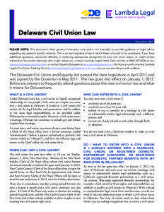 Delaware Civil Union Law December 2011