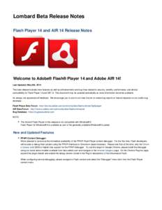 Lombard Beta Release Notes Flash Player 14 and AIR 14 Release Notes