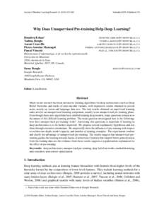 Journal of Machine Learning Research[removed]660  Submitted 8/09; Published 2/10 Why Does Unsupervised Pre-training Help Deep Learning? Dumitru Erhan∗