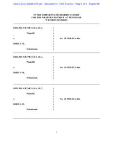 Case 2:13-cvSTA-dkv Document 14 FiledPage 1 of 4  PageID 88 IN THE UNITED STATES DISTRICT COURT FOR THE WESTERN DISTRICT OF TENNESSEE